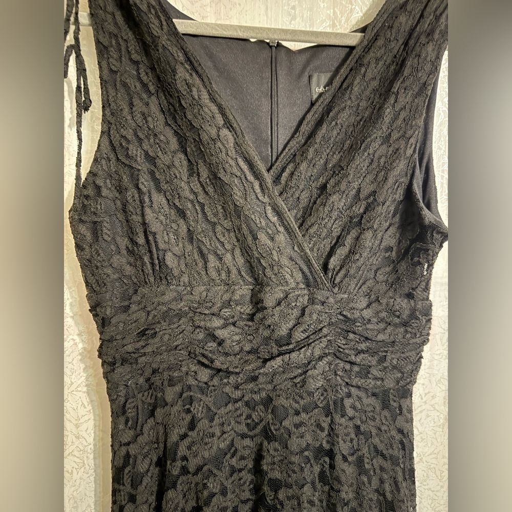 Vintage Connected Apparel Black Lace, Tye On Shoulders Maxi Dress, Feminine 16 - Picture 3 of 8